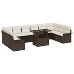 vidaXL Ensemble de canapé de jardin 11 pièces avec coussins Marron Polyrotin