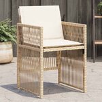 vidaXL Chaises de jardin avec coussins lot de 4 beige résine tressée