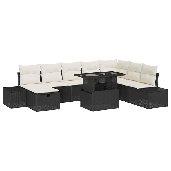 vidaXL Ensemble de canapé de jardin 11 Pièces Noir Poly rotin