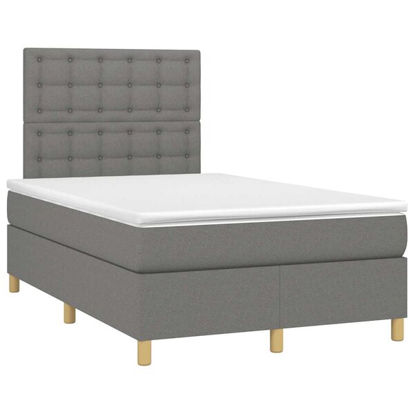 vidaXL Sommier à lattes de lit avec matelas gris foncé 120x190cm tissu
