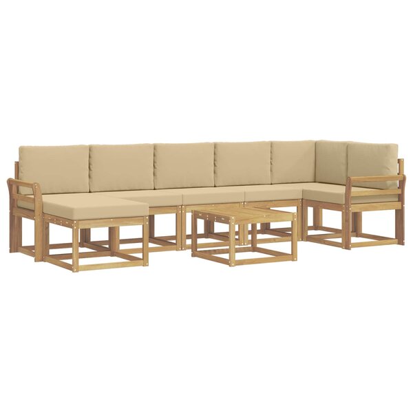 vidaXL Ensemble de canapés d'extérieur 8 pc Blanc et Beige Polyester