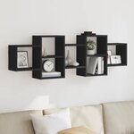 vidaXL Étagère murale noir 129x18x42 cm bois d'ingénierie