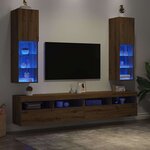vidaXL Meubles TV avec lumières LED 2Pièces chêne artisanal 30 5x30x102cm