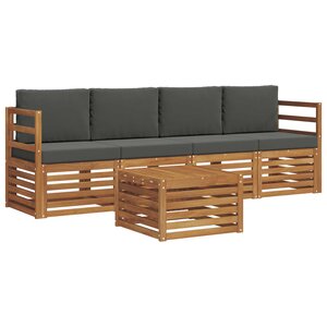 vidaXL Ensemble de canapés d'extérieur 5 Pièces Naturel et Anthracite