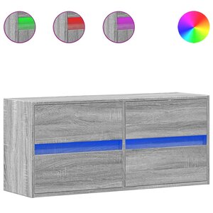 vidaXL Meuble TV mural avec lumières LED sonoma gris 100x31x45 cm