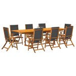 vidaXL Ensemble à manger de jardin 9Pièces bois d'acacia solide textilène