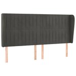 vidaXL Tête de lit avec oreilles Gris foncé 163x23x118/128 cm Velours