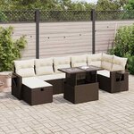 vidaXL Salon de jardin 8 Pièces avec coussins marron résine tressée