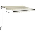 vidaXL Auvent manuel rétractable avec LED 350x250 cm Crème
