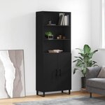 vidaXL Buffet haut Noir 69 5x34x180 cm Bois d'ingénierie