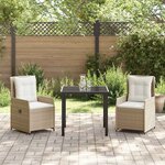 vidaXL Ensemble de salle à manger pour jardin 3 Pièces Beige polyrotin