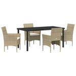 vidaXL Ensemble de salle à manger pour jardin 5 Pièces Beige polyrotin