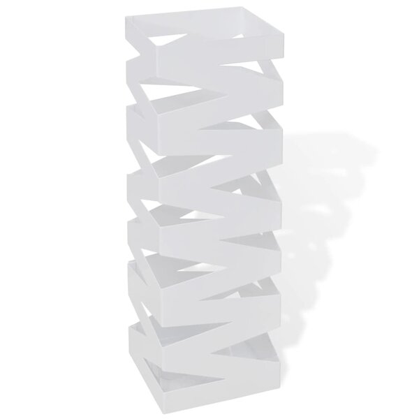 vidaXL Porte-parapluie carré à rangement Blanc Acier 48 5 cm