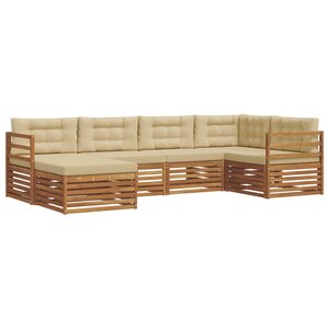 vidaXL Ensemble de canapés d'extérieur 6 pc Naturel et Beige