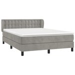vidaXL Sommier à lattes de lit et matelas Gris clair 140x200cm Velours