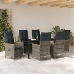 vidaXL Set de Salle à Manger de Jardin 7 Pièces avec Coussins Gris Poly Rattan