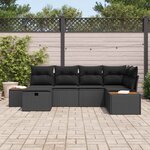 vidaXL Ensemble de canapé de jardin avec coussin Noir polyrotin