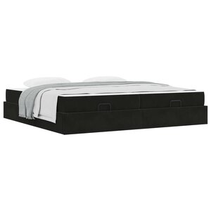 vidaXL Cadre de lit avec matelas avec matelas 2 Pièces Noir Velours