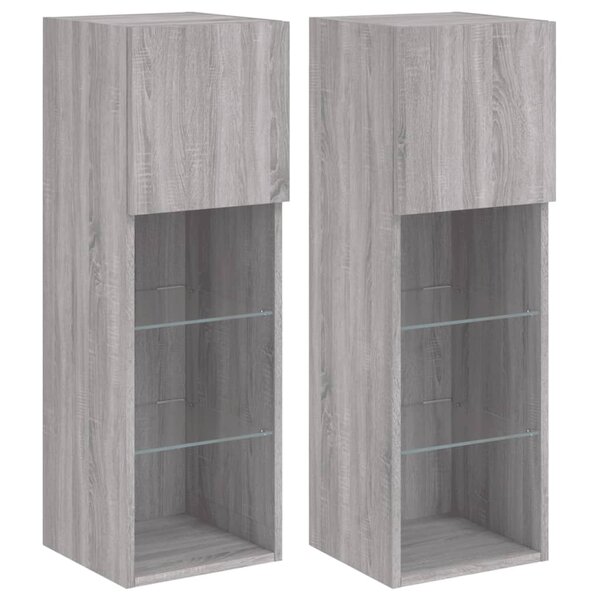 vidaXL Meubles TV avec lumières LED 2 Pièces sonoma gris 30 5x30x90 cm