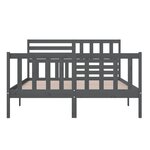 vidaXL Cadre de lit Gris 150x200 cm Très grand Bois massif