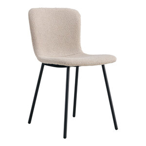 2 chaises de salle à manger en bouclette beige avec pieds noirs