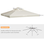 Toile de toit de rechange pour pavillon tonnelle tente 3x3m crème