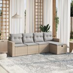 vidaXL Salon de jardin avec coussins 5Pièces mélange beige résine tressée