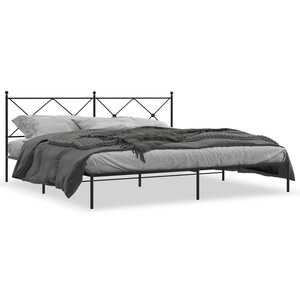 vidaXL Cadre de lit métal sans matelas avec tête de lit noir 193x203cm