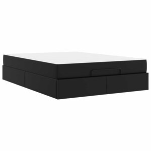 vidaXL Cadre de lit avec matelas avec matelas 2 Pièces Noir PVC