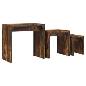 vidaXL Tables basses gigognes 3 Pièces chêne fumé bois d'ingénierie