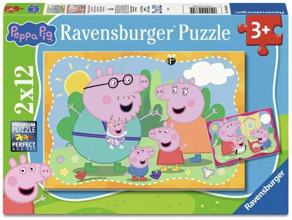 Puzzles Enfants 2x12 pieces - Peppa Pig - Familles heureuses