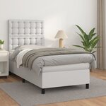 vidaXL Sommier à lattes de lit avec matelas Blanc 90x200 cm Similicuir