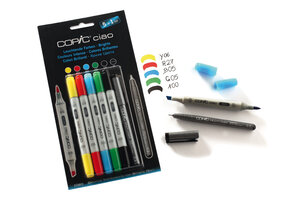 Set 5 marqueurs Copic Ciao Couleurs Vives + 1 Multiliner gratuit
