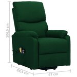 vidaXL Fauteuil de massage Vert foncé Tissu