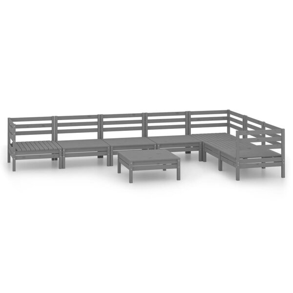 Salon de jardin meuble d'extérieur ensemble de mobilier 8 pièces bois de pin massif gris 02_0017840