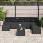 vidaXL Ensemble de Canapés avec coussin 9 Pièces Noir polyrotin