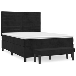vidaXL Sommier à lattes de lit avec matelas Noir 140x200 cm Velours
