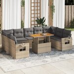 vidaXL Salon de jardin avec coussins 10 Pièces beige résine tressée