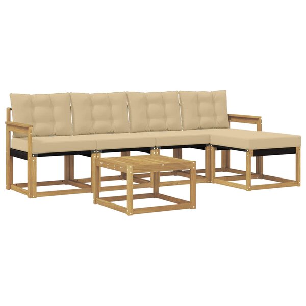 vidaXL Ensemble de canapés d'extérieur 6 pc Blanc et Beige