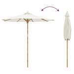 vidaXL Parasol de jardin Ø 240 x 260 cm Bambou Rond Crème blanc