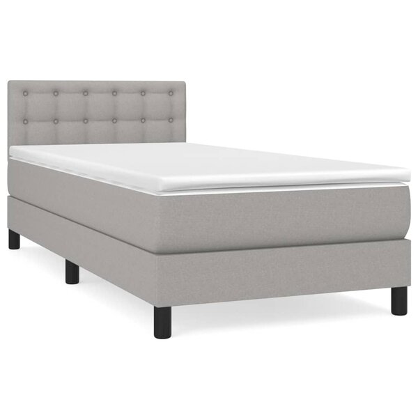 vidaXL Sommier à lattes de lit et matelas Gris clair 90x190 cm Tissu