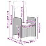 vidaXL Ensemble de bistro de jardin 3 Pièces coussins gris poly rotin