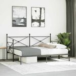 vidaXL Lit de jour et lit gigogne sans matelas noir 90x190 cm acier