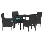 vidaXL Ensemble table et chaises avec coussin 5 Pièces Noir Rotin PE