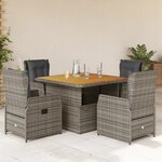 vidaXL Ensemble à manger de jardin 5 Pièces coussins gris résine tressée