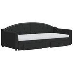 vidaXL Lit de jour avec gigogne et tiroirs noir 90x190 cm tissu