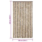 vidaXL Rideau anti-mouches marron foncé et beige 100x220 cm chenille