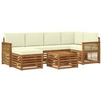 vidaXL Ensemble de canapés d'extérieur 6 pc Naturel et Crème