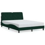 vidaXL Cadre de lit avec LED sans matelas vert foncé 140x190 cm velours