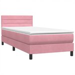 vidaXL Sommier à lattes de lit avec matelas rose 90x220 cm velours
